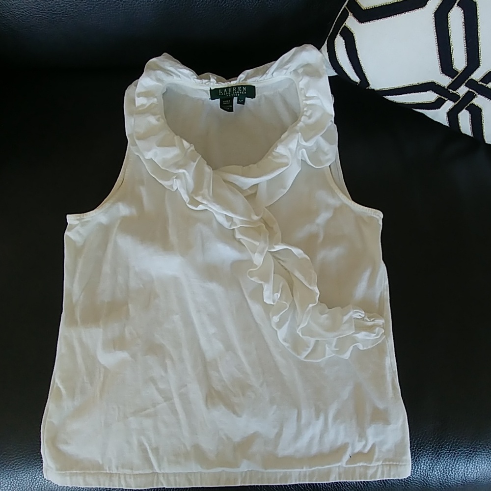 Ralph Lauren Sleeveless blouse with ruffles.